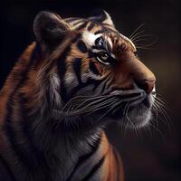 siberiano Tigre en un negro antecedentes. 3d ilustración., ai generativo imagen foto