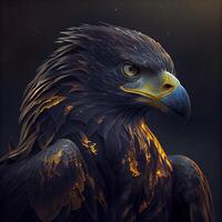 eagle portrait on a dark background. 3d rendering and illustration, Image photo