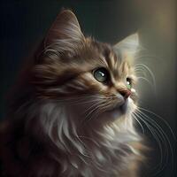 portrait of a beautiful siberian cat on a dark background, Image photo