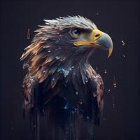 Eagle with paint splashes. 3D rendering. Computer digital drawing., Image photo