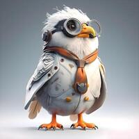 Cute cartoon owl with aviator helmet. 3D illustration., Image photo