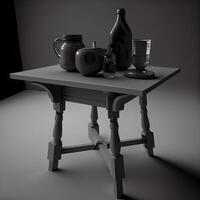 3d render of vase and teapot on the table, Image photo