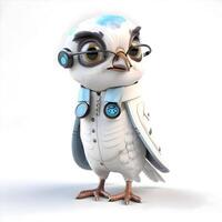 Cute owl with pilot hat and goggles - 3D Illustration, Image photo