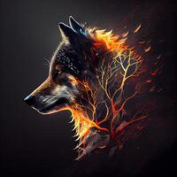 fire tribal wolf