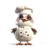 3D rendering of a cute little penguin with chef hat and uniform, Image photo