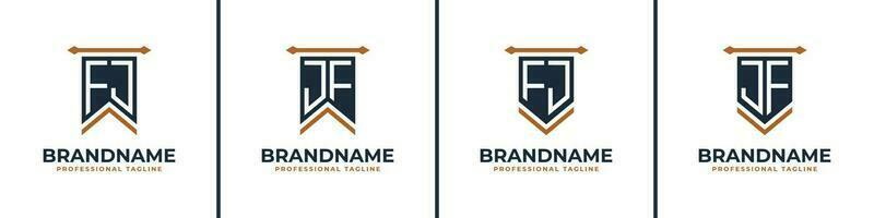 Letter FJ and JF Pennant Flag Logo Set, Represent Victory. Suitable for any business with FJ or JF initials. vector