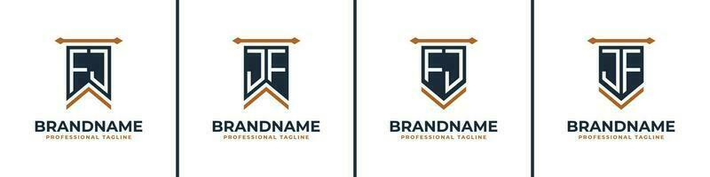 Letter FJ and JF Pennant Flag Logo Set, Represent Victory. Suitable for any business with FJ or JF initials. vector