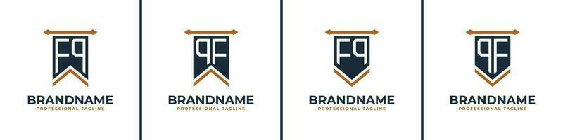 Letter FQ and QF Pennant Flag Logo Set, Represent Victory. Suitable for any business with FQ or QF initials. vector