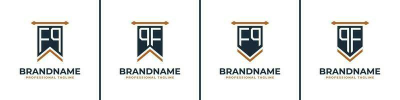 Letter FQ and QF Pennant Flag Logo Set, Represent Victory. Suitable for any business with FQ or QF initials. vector