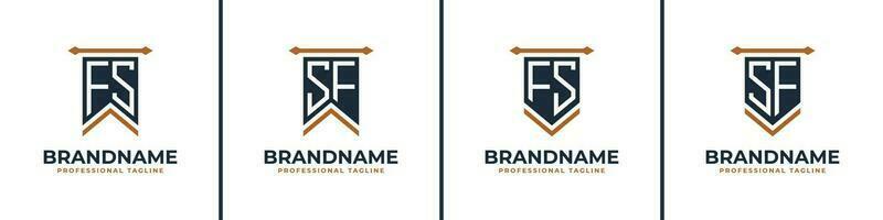 Letter FS and SF Pennant Flag Logo Set, Represent Victory. Suitable for any business with FS or SF initials. vector