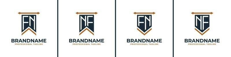 Letter FN and NF Pennant Flag Logo Set, Represent Victory. Suitable for any business with FN or NF initials. vector