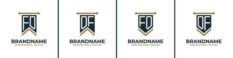 Letter FO and OF Pennant Flag Logo Set, Represent Victory. Suitable for any business with FO or OF initials. vector