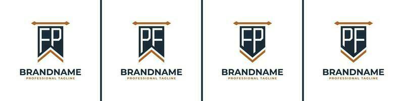 Letter FP and PF Pennant Flag Logo Set, Represent Victory. Suitable for any business with FP or PF initials. vector