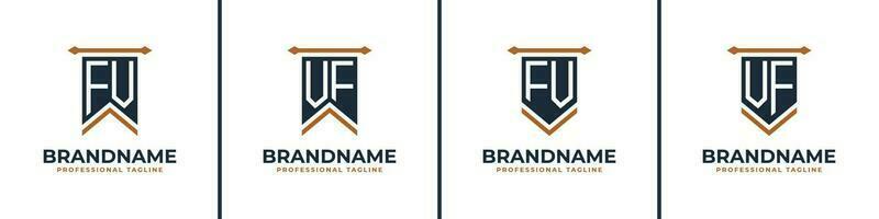 Letter FV and VF Pennant Flag Logo Set, Represent Victory. Suitable for any business with FV or VF initials. vector