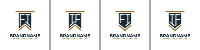 Letter FI and IF Pennant Flag Logo Set, Represent Victory. Suitable for any business with FI or IF initials. vector