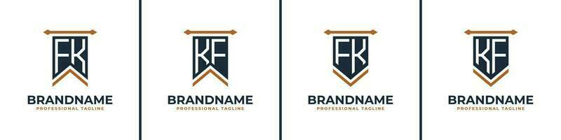 Letter FK and KF Pennant Flag Logo Set, Represent Victory. Suitable for any business with FK or KF initials. vector