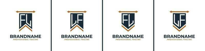 Letter FL and LF Pennant Flag Logo Set, Represent Victory. Suitable for any business with FL or LF initials. vector