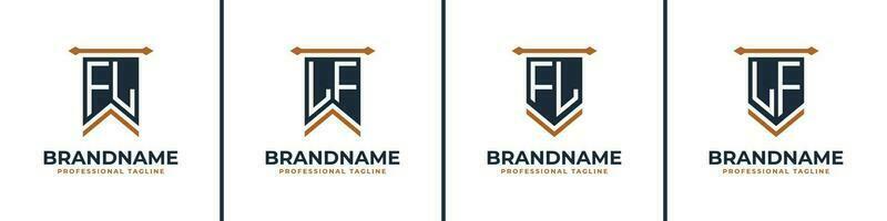 Letter FL and LF Pennant Flag Logo Set, Represent Victory. Suitable for any business with FL or LF initials. vector