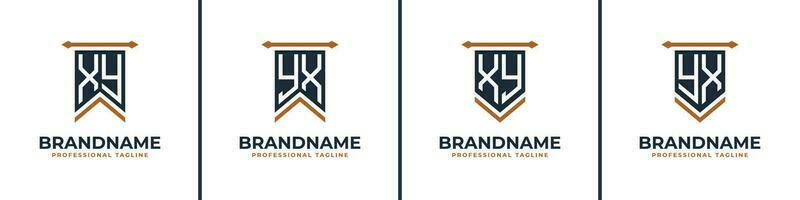 Letter XY and YX Pennant Flag Logo Set, Represent Victory. Suitable for any business with XY or YX initials. vector