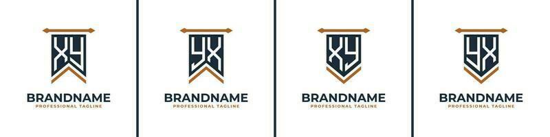 Letter XY and YX Pennant Flag Logo Set, Represent Victory. Suitable for any business with XY or YX initials. vector