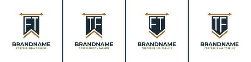 Letter FT and TF Pennant Flag Logo Set, Represent Victory. Suitable for any business with FT or TF initials. vector