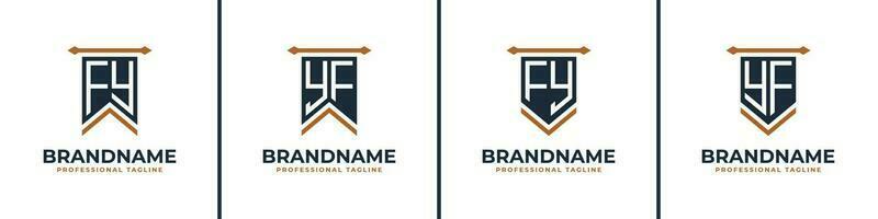 Letter FY and YF Pennant Flag Logo Set, Represent Victory. Suitable for any business with FY or YF initials. vector