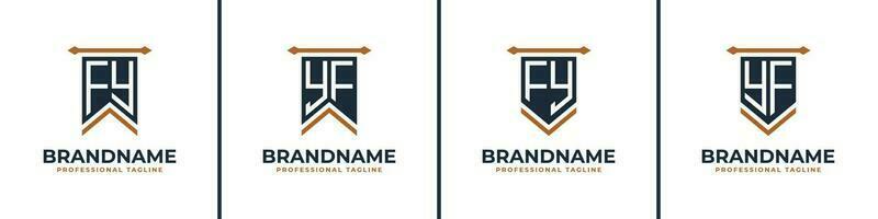 Letter FY and YF Pennant Flag Logo Set, Represent Victory. Suitable for any business with FY or YF initials. vector