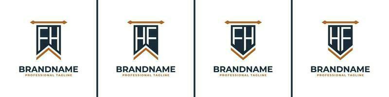 Letter FH and HF Pennant Flag Logo Set, Represent Victory. Suitable for any business with FH or HF initials. vector