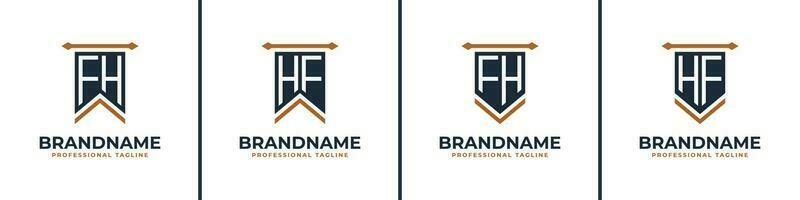 Letter FH and HF Pennant Flag Logo Set, Represent Victory. Suitable for any business with FH or HF initials. vector