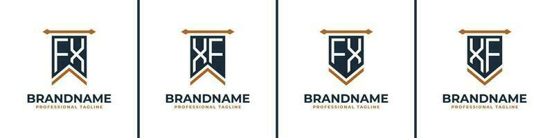 Letter FX and XF Pennant Flag Logo Set, Represent Victory. Suitable for any business with FX or XF initials. vector