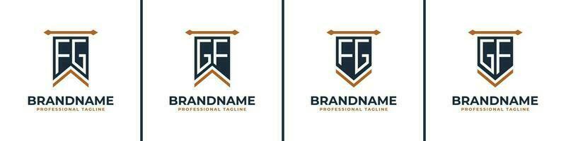 Letter FG and GF Pennant Flag Logo Set, Represent Victory. Suitable for any business with FG or GF initials. vector