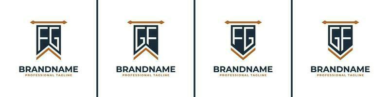 Letter FG and GF Pennant Flag Logo Set, Represent Victory. Suitable for any business with FG or GF initials. vector