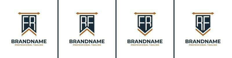 Letter FR and RF Pennant Flag Logo Set, Represent Victory. Suitable for any business with FR or RF initials. vector