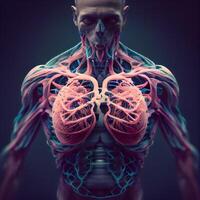 3d rendered illustration of the human heart and circulatory system., Image photo