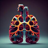Human lungs anatomy on dark background. 3D illustration. 3D rendering., Image photo