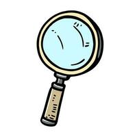 magnifying glass doodle cartoon illustration on isolated background vector