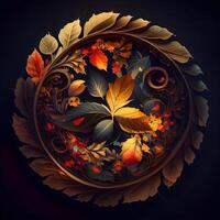 Autumn background with leaves in the shape of a circle. illustration., Image photo