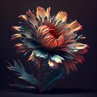 hermosa gerbera flores en un oscuro antecedentes. 3d ilustración, ai generativo imagen foto