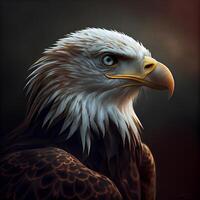 calvo águila en un oscuro antecedentes. 3d ilustración. 3d representación., ai generativo imagen foto