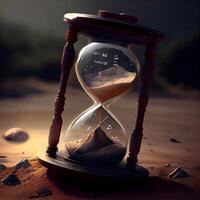 Hourglass with sand inside. Time passing concept. 3d rendering, Image photo