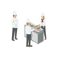 cocina habitación y cocinero trabajador gráfico vector ilustración en blanco antecedentes
