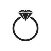 Diamond ring icon vector in flat style