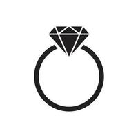 Diamond ring icon vector in flat style