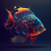 Abstract colorful fish on dark background. illustration for your design., Image photo