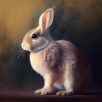 Rabbit in the studio on a dark background. Animal illustration., Image photo