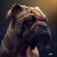 Portrait of a dog breed Shar pei on a dark background, Image photo