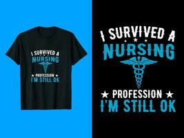 diseño de camiseta de tipografía de enfermera vector