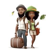 3D illustration of a happy couple with backpacks, isolated on white background, Image photo