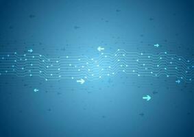 Blue tech circuit board and arrows design vector