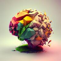 resumen vistoso cerebro en un blanco antecedentes. 3d hacer ilustración., ai generativo imagen foto